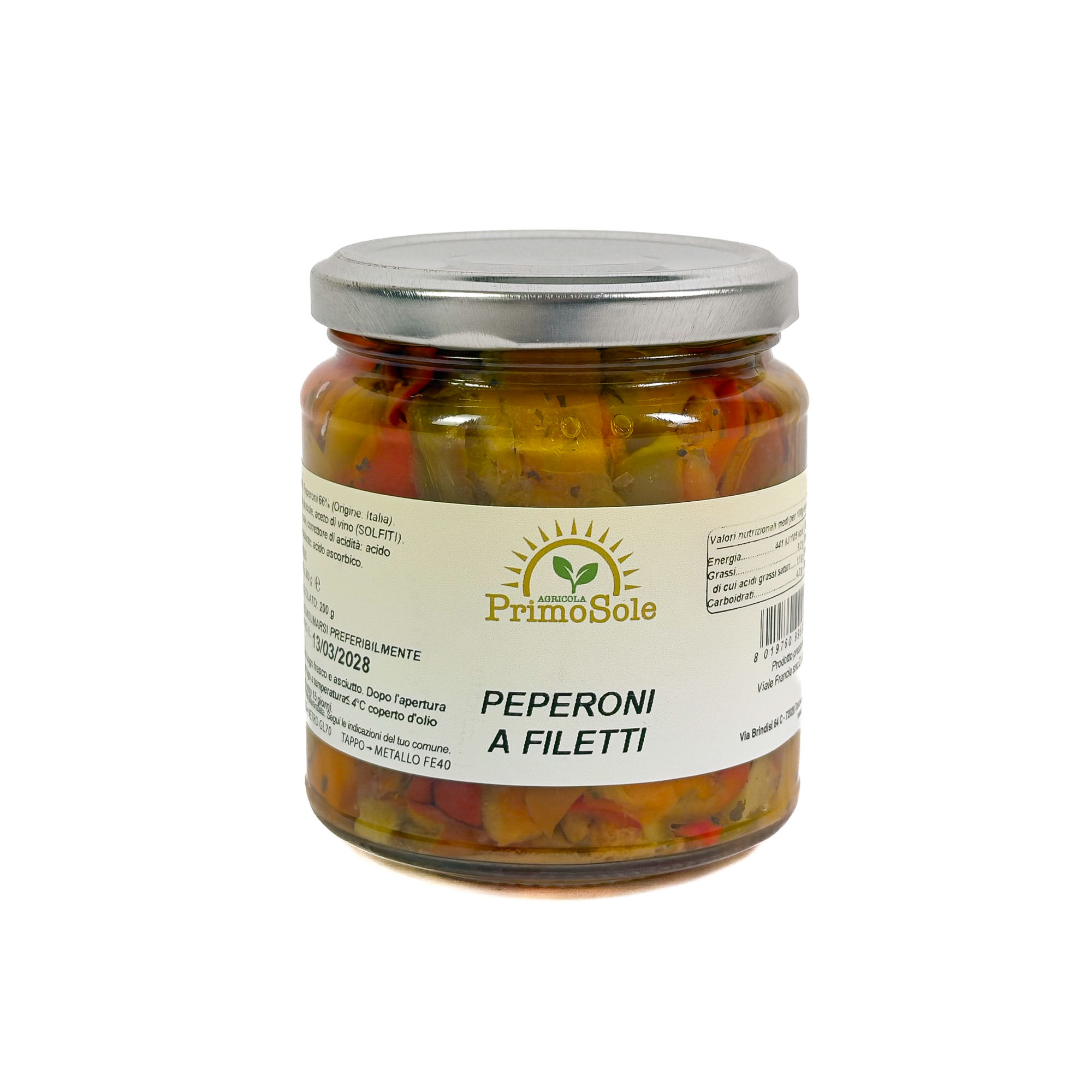 Peperoni a Filetti barattolo di Peperoni a Filetti dell'azienda Agricola primo sole